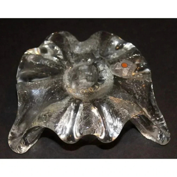 VINTAGE Blenko Glass Ice Floe Candle Holder Contemporary Abstract Art - Picture 4 of 5